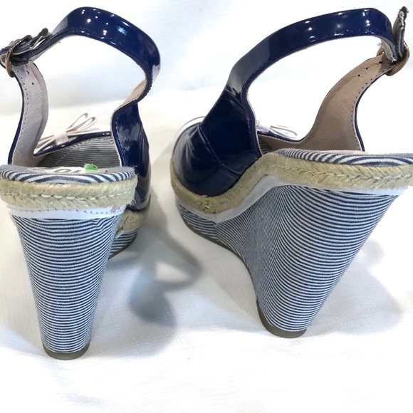 Blue/White Wedge Platform Sandal 10 - Picture 3 of 4
